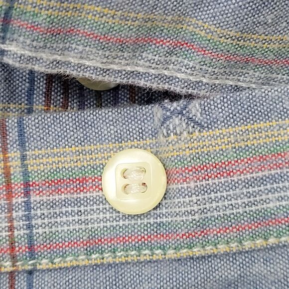 Vintage LEVIS Poplin Button Shirt Large 22x30 Blue Western - Picture 13 of 13